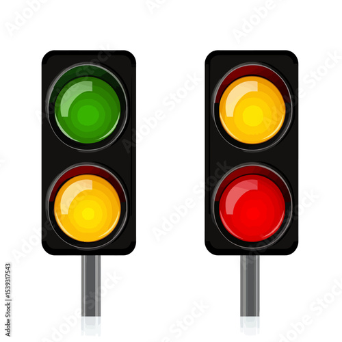 red traffic light isolated 