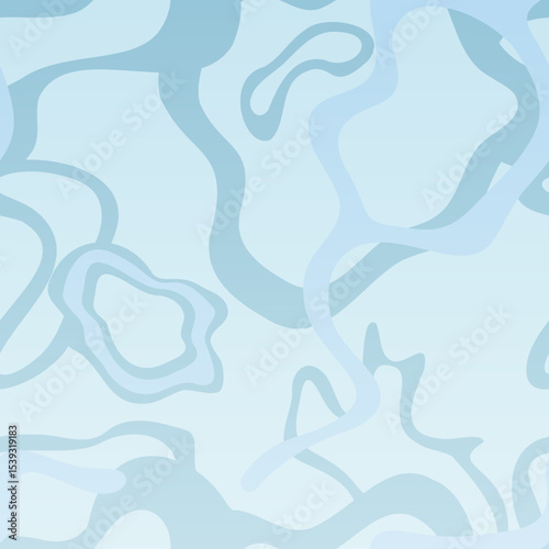 Cloudy Water Surface Abstract Vector Illustration Pattern - Seamless Soft Blue Background for Summer and Rainy Season