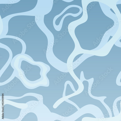 Cloudy Water Surface Abstract Vector Illustration Pattern - Seamless Soft Blue Background for Summer and Rainy Season