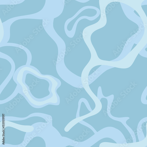 Cloudy Water Surface Abstract Vector Illustration Pattern - Seamless Soft Blue Background for Summer and Rainy Season