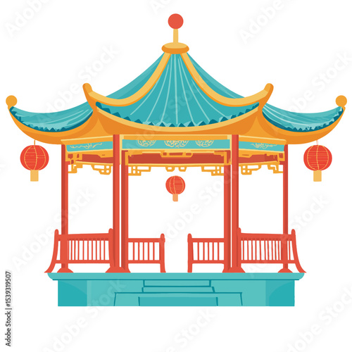 Torii temple on white 