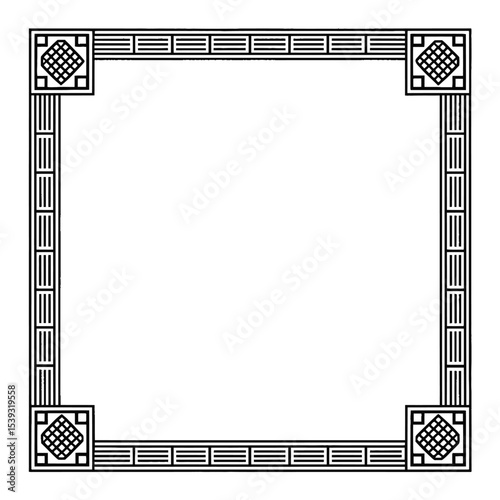 Elegant Frame Design: A sophisticated square frame, rendered with intricate geometric patterns, perfect for adding a touch of refinement to any design.
