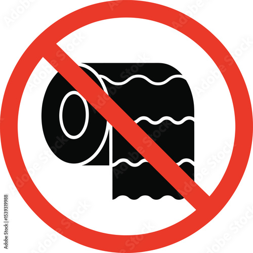 No Toilet Paper Allowed Sign Vector – Prohibition Symbol Icon