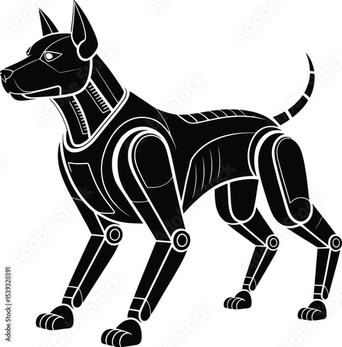 Cyber Robotic Dog Silhouette – Futuristic Tech Pet Vector Design