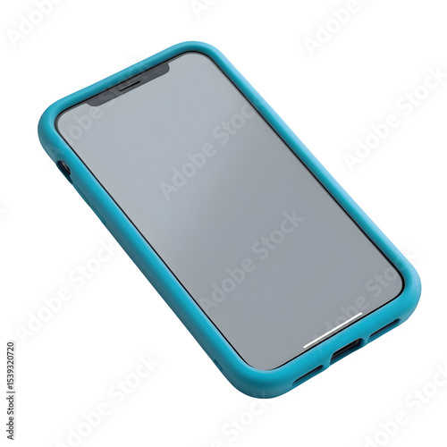 Sleek turquoise phone case protecting a modern smartphone against damage on black background