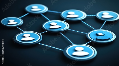 Network of people connected.  Abstract graphical representation of human connections.  Suitable for social media graphics, presentations