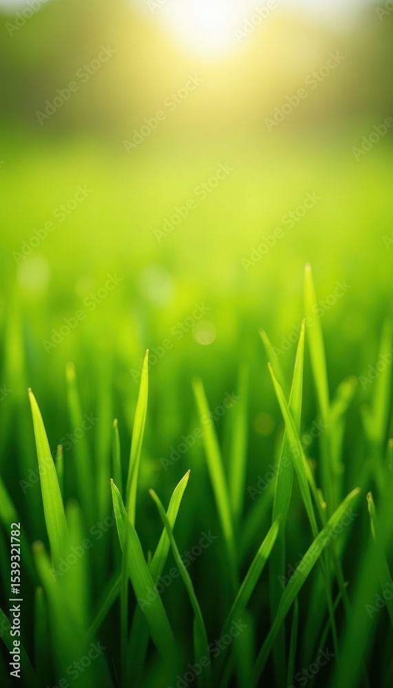 Fototapeta premium Close-up view of vibrant green grass blades.