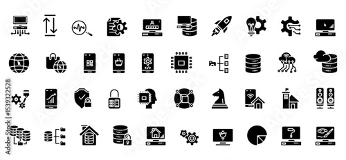 business and technology set icon element for design