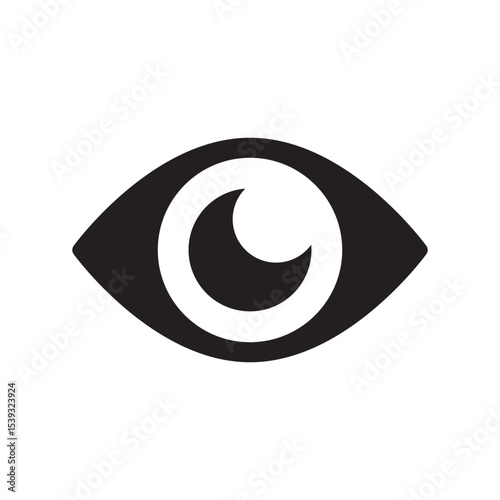 Crescent eye symbol. Abstract vision icon. Bold eye shape. Vector graphic design.