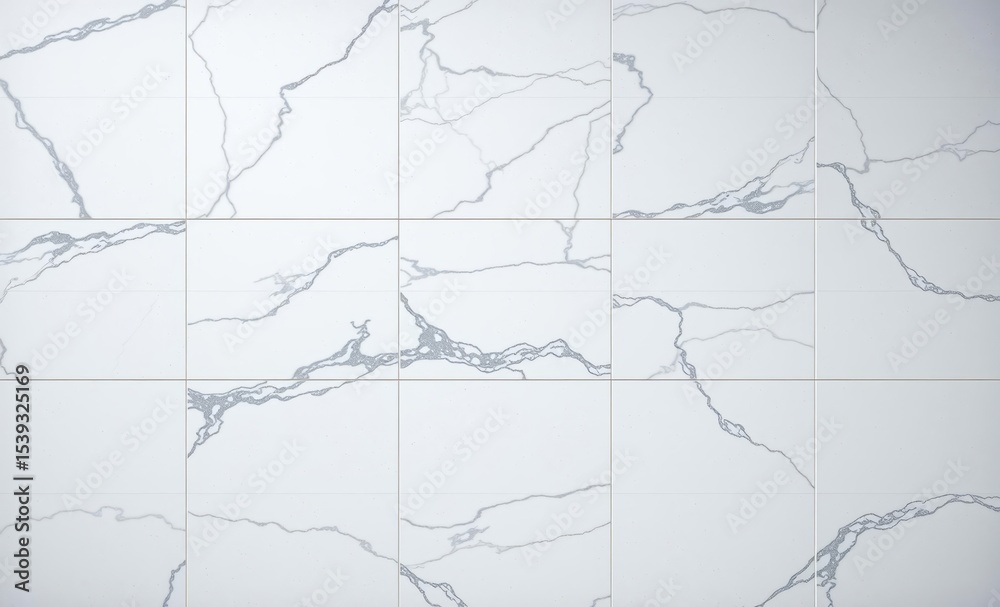 Obraz premium A luxurious seamless glitter pattern featuring a high-resolution top view of natural white grey marble tiles offers a touch of elegance and sophistication to any space both indoors and outdoors