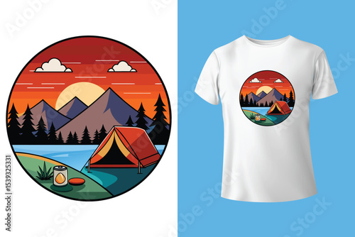 Nature embrace our camping grace. Camping t-shirt design Vector graphics. Shirt design, T shirt Design vector, apparel, outdoor, adventure, camp. Nature