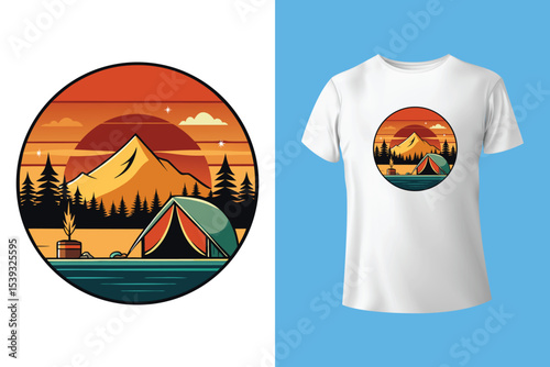 Nature embrace our camping grace. Camping t-shirt design Vector graphics. Shirt design, T shirt Design vector, apparel, outdoor, adventure, camp. Nature