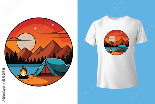 Nature embrace our camping grace. Camping t-shirt design Vector graphics. Shirt design, T shirt Design vector, apparel, outdoor, adventure, camp. Nature