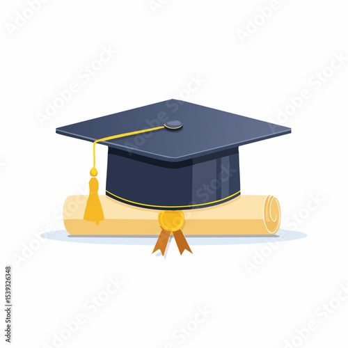 Short Description:A cap and certificate together, representing online graduation and achievement through e-learning.
