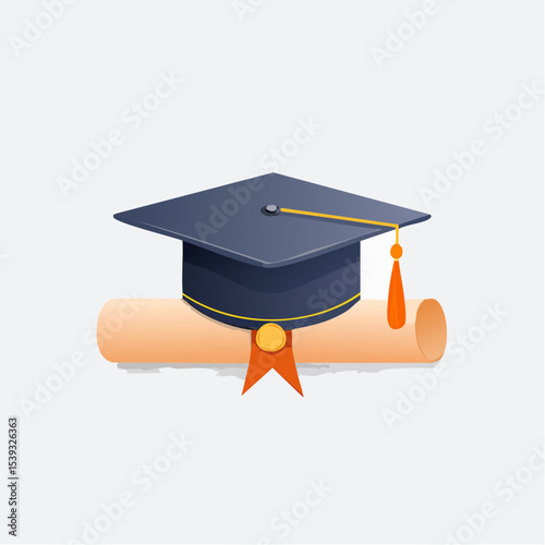 Short Description:A cap and certificate together, representing online graduation and achievement through e-learning.