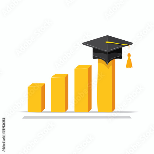 A progress bar with a graduation cap icon, showing growth in an educational journey.