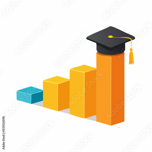 A progress bar with a graduation cap icon, showing growth in an educational journey.