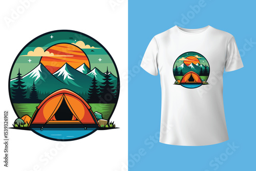 Nature embrace our camping grace. Camping t-shirt design Vector graphics. Shirt design, T shirt Design vector, apparel, outdoor, adventure, camp. Nature