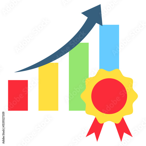 Badge Award flat color, mini illustration icon. use for modern concept, print, UI, UX kit, web and app development. Vector related to product offering, marketing, business.