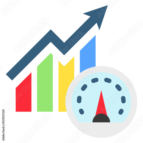 Benchmark Test flat color, mini illustration icon. use for modern concept, print, UI, UX kit, web and app development. Vector related to product offering, marketing, business.