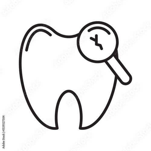 damaged teeth icon on whiite background