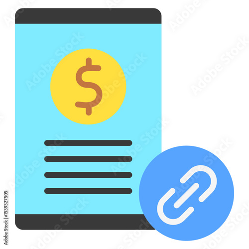Payment Link flat color, mini illustration icon. use for modern concept, print, UI, UX kit, web and app development. Vector related to product offering, marketing, business.