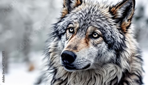 Majestic Winter Wolf Portrait A Captivating Gaze