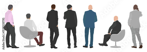 Men from behind with formal business suit for cad projects vector edit no background