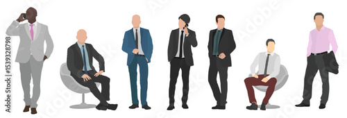 men in front with formal business suit for cad projects set in vector no background