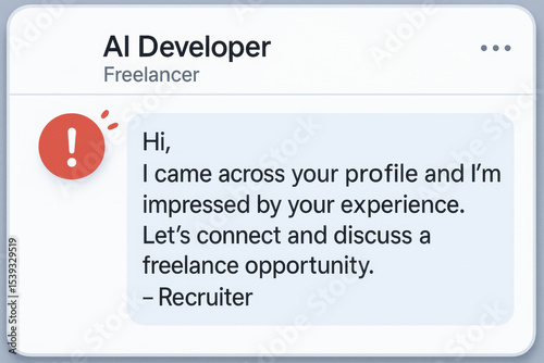 AI developer freelancer message opportunity connect experience impressed recruiter profile