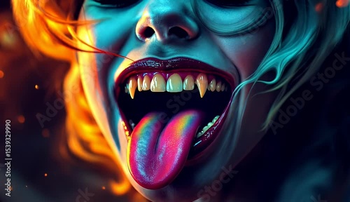 Vibrant Vampiress A Digital Art Masterpiece