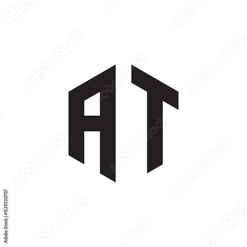 Modern Monogram "AT" Logo Design in Black