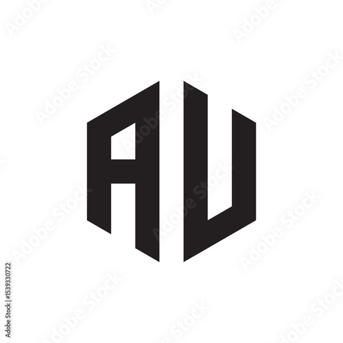 Modern Monogram "AU" Logo Design in Black

