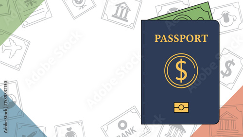 Passport with money, finance and travel concept for creative agencies and stock photos