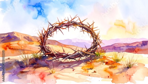 Crown of Thorns with Desert Landscape. (1)