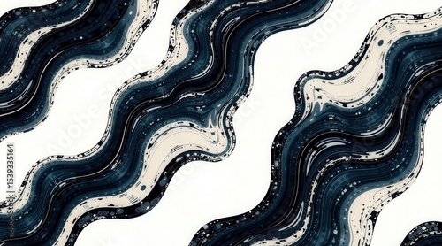Abstract Swirling Indigo and Cream Waves A Stylish Seamless Pattern for Modern Designs