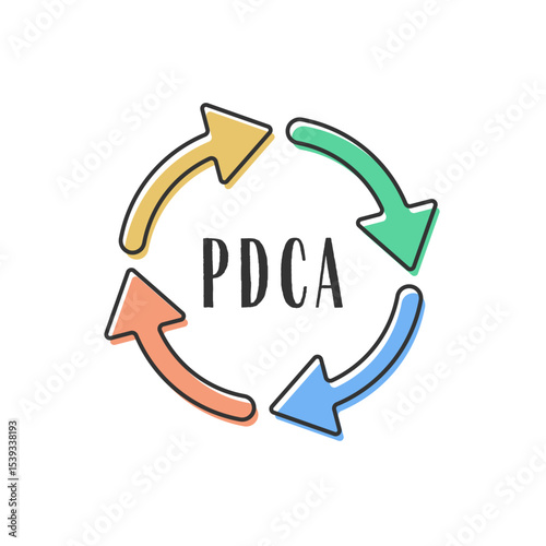 PDCAサイクルのカラフルなビジネスアイコン（改善・マネジメント）