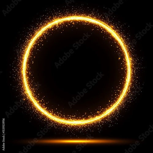 Golden ring light effect abstract background