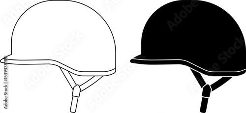 side view Combat helmet icon set