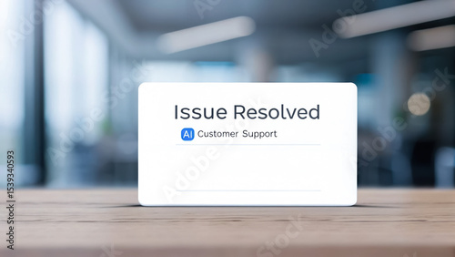 Issue resolved notification on digital screen representing ai customer support service providing quick and efficient help for users in need