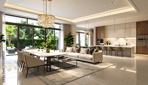 Modern Luxury Open Plan Living Room.