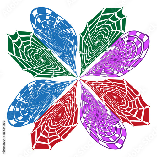 Floral swirl patterns. Abstract vector blossoms. Vivid petal shapes. Decorative botanical elements.