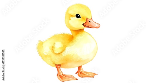 Cute Yellow Duckling Watercolor.