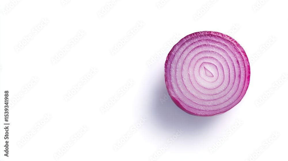 Obraz premium A Close-up of a Sliced Red Onion Against a White Background