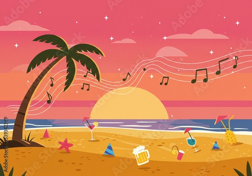 tropical beach with palm trees,Beach party 