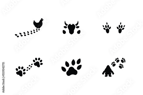 Animal Track Silhouettes A Diverse Collection of Paw Prints and Hoof Prints