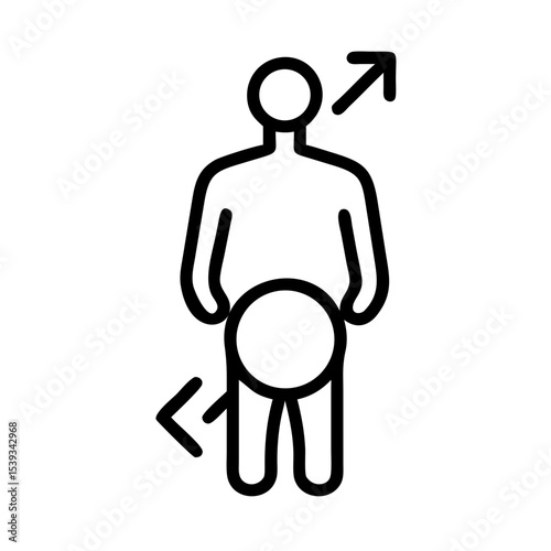 Abstract human illustration featuring arrows in strategic areas of the body. A concept to express certain emotions and meanings. 
