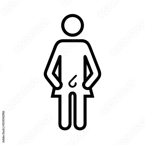 A simple line art of female gender symbol. This represents a female figure and it's used to denote or indicate restroom facility