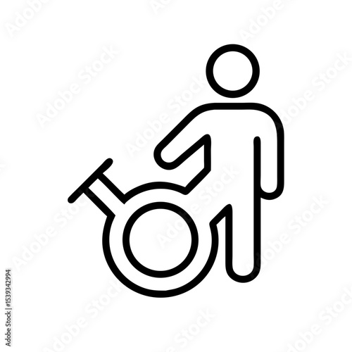 An outline image of a person leaning on a symbol indicating gender identity