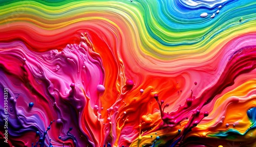 Vibrant Rainbow Paint Explosion